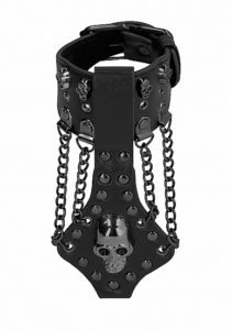 Ouch! Skulls and Bones -Black Bracelet with Skulls and Chains