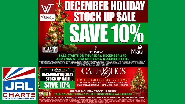 Williams Trading Company Launch 10% Christmas Stock up Sale from CalexoticsⓇ, MAIA Toys, MD Science Labs and Sensuva