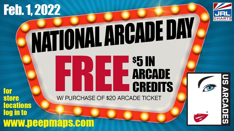 US Arcades-Declares-February 1st-National Arcade Day-2022-JRL-CHARTS