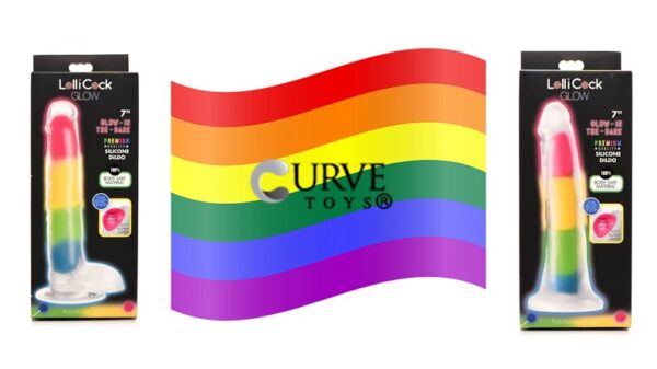Curve Toys-LolliCock Glow-in-the-Dark Rainbow Silicone Dildo-Set-jrl charts