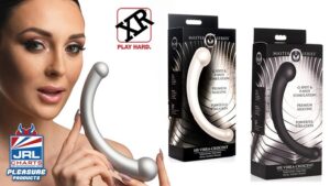 XR Brands-10X Vibra-Crescent Vibrating Silicone Dual Ended Dildo-sex toy tech-jrl charts